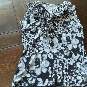 NEW LAURA BLOUSE- BLACK AND WHITE RUFFLE/ B1